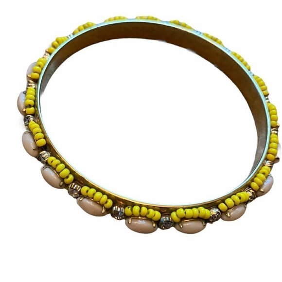 J Crew Beaded Bangle Bracelet Yellow‎ & Blush Pink - Picture 1 of 4